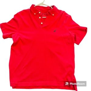 Nautica Red Button Up Casual shirt Men’s Small 100% Cotton